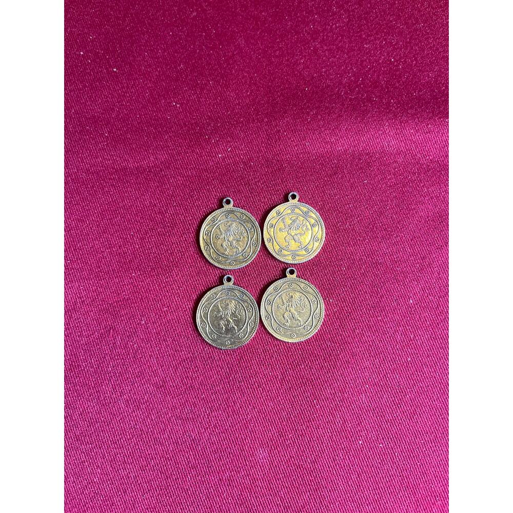 Lot of 4 Vintage Brass Napoleon Empereur Coin Charms Pendants Watch Fob Findings - Picture 2 of 2